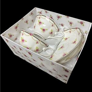 Grace’s Teaware 4 piece Tea Set Floral Rose pattern Gold Trim New in box
